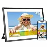 Digitaler Bilderrahmen WLAN 10,1 Zoll 1280x800 IPS LCD Touchscreen, Eingebauter 32GB Speicher Auto-Rotat, Teilen Sie Momente sofort über Frameo App von überall, Schwarz