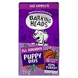 Barking Heads Complete Trockenfutter für Hunde, 2kg, Puppy All Hounder Puppy Days Turkey, natürlich, getreidefrei, hypoallergen für empfindliche Verdauung und Entwicklung, vom Tierarzt zugelassen