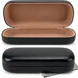 Olicky Hardcase Brillenetui, Softtouch PU Leder Brillenetui, Wird mit einem Mikrofasertuch zur Reinigung geliefert für Sonnenbrille Lesebrille Travel Reise - Schwarz