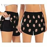 Naispanda Personalisierte Damen Shorts mit Logo Text Foto, Personalisierte hoch Taillierte Workout Sportshorts mit Tasche und elastischem Taillenkordelzug zum Laufen, Yoga, Fitnessstudio, Sport