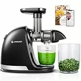 AMZCHEF Entsafter Gemüse und Obst Testsieger - Entsafter Slow Juicer mit Rückwärts-Kau-Funktion - Zartes Zerkleinern ohne Filtern - Saftpresse Elektrisch mit Bürste und 2 Tassen - Mattschwarz