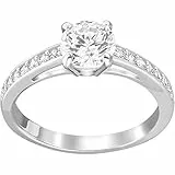 Swarovski Attract Round Ring, Rhodinierter Damenring mit Funkelnden Swarovski Kristallen