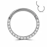 JSDDE Chirurgenstahl Segmentring Clicker mit Kristall 16ga Creolen Septum Tragus Helix Ohrpiercing Nasenpiercing Lippenpiercing Hoop Ring Ohrstecker 8mm Silber