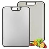 Titan Schneidebrett 2-in-1: Hygienisches Küchenbrett (Titan & PP) – Nie wieder Schimmel – Kratzfestes Cutting Board Titanium mit Saftrille – Messerfreundliche Metallplatte, Leicht & Spülmaschinenfest