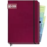 Häfft® Organizer Day by Day Maxi 2026 A4 “Berry” 1 Tag 1 Seite - Terminplaner 2026 mit Ledereinband, Praxisplaner im 30 min Takt, 3 Spalten, Tageskalender - nachhaltig & klimafreundlich