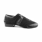 Portdance Herren Tanzschuhe/Sneakers PD Pietro Premium - Lycra/Leder Schwarz - Rauledersohle [EUR 44]