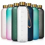 Opard Trinkflasche, 1L/800ml Wasserflasche, Auslaufsichere Water Bottle, BPA Frei Sportflasche Zeitmarkierung Wasser Flasche (1000ml - Durchsichtig, 1000ml)