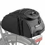 Valkental 3in1 Fahrradtasche für Gepäckträger mit Rucksackfunktion - 14L Volumen - Gepäckträgertasche mit zahlreichen Fächern - Wasserfest & Reflektierend - Mit Tragegriff - Geprüfte Qualität