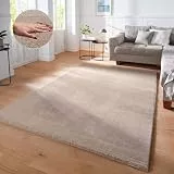 Taracarpet Supersoft kurzflor Teppich Fiona Wohnzimmer Schlafzimmer Kinderzimmer Flur Läufer waschbar rutschfest Uni New Beige 280x380 cm