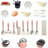 28PCS Mini Küchenzubehör,Küchenspielzeug Set Zubehör,Miniatur Kochgeschirr Zubehör für Kochen Kochgeschirr Töpfe und Pfannen Set Geschenke