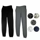 FRUIT OF THE LOOM Herren 2er Jogginghose Set Classic Elastic Leg Jog Pants M L XL XXL 3XL Verschiedene Farbsets & HLKauf-Block (1x Dark Heather, 1x Schwarz & 1x HLKauf-Block, XXL)