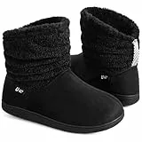 LongBay Damen Hausschuhe Warme Chenille Strick Booties Weiches Suedette Fluffy Kunstfell Memory Foam
