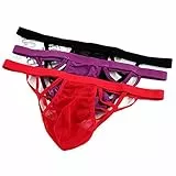 KHUFUZI Herren 3 Farben Pack Sexy Unterwäsche EIS G-Strings Bund Bikini Tangas Geschenk für Freund