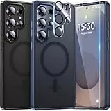 UniqueMe für Samsung Galaxy S25 Ultra Hülle - Handyhülle für Samsung Galaxy S25 Ultra Case, 5 in 1 Set Rundumschutz Schutzhülle Cover,1 Handyhülle & 2 Schutzfolie & 2 Kameraschutz - Matt Blau