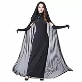Myir Halloween Kostüm Damen Geister Schwarze Geisterbraut böse Königin, Karneval Ausführen Kostüme Erwachsene Vampir Lange Kleid Horror (Schwarz, X-Large)