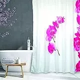 MSV 140799 Duschvorhang - Anti-Bakteriell, waschbar, wasserdicht, mit 12 Duschvorhangringen - Polyester, „Lanyu“ 180x200cm