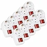 HEITECH Promotion GmbH HEITECH 1 fach Steckdosenadapter - 10x GS geprüfter Zwischenstecker mit Schalter - Adapterstecker