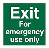 Seco Schild 'Exit For Emergency Use Only', halbstarrer Kunststoff, 100 x 100 mm, 1 mm