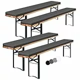 Showgeous 4er-Pack Bierbankauflage Gepolstert für Bierzeltgarnitur Bankauflage 220x25x2cm XL Waschbare Bierbankauflagen Gepolstert Auflage für Biertisch & Partyzeltgarnitur(Anthrazit,Wasserabweisend)
