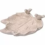 dobar® 12973 Edle Vogeltränke 'Blatt-Paradies' - Vogelbad aus Keramik - Vogelbecken für Wildvögel - Wassertränke für Garten/Terrasse/Balkon - 31 x 29,5 x 5,5 cm - Weiß