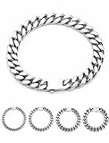 Inscca Edelstahl Armband Herren Cuban Armbänder für Herren 9 mm 19 cm Kubanischer Panzerkette für MännerGeschenk Vatertag Valentinstag Jahrestag mit Geschenkebox