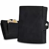 slimfin® Slim Wallet Fold mit Münzfach - Kartenetui - Geldbeutel Herren - Geldbörse - Portemonnaie - Portmonee - Card Holder klein/mini mit RFID Schutz - Schwarz