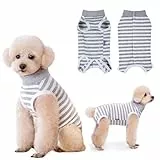 Lyneun Weiche Hundebody Nach Op, Hundebody Nach Kastration Rüde Hündinnen, Atmungsaktiv Hunde Einteiler Erholungsanzug für Haarausfall, Allergien, Anti-Lecken, Wundschutz,Kegel-Alternative (Grau, L)