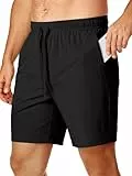 Meilicloth Herren Sportshorts Fitness Shorts Atmungsaktive Laufshorts mit Elastischem Bund und Seitentaschen für Training Laufen Basketball Gym Freizeit Schwarz 38