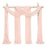 Showgeous 2 Packs Querbehang Errötendes Rosa 73cmx610cm Tüll Foto Hintergrund Hochzeit Vorhang Deko Chiffon-Stoff Hochzeitsbogen Gardinen für Laube Hochzeit Torbogen Zeremonie Fotografie Party