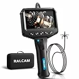 Ralcam Endoskopkamera mit Licht, 6.2mm 210° Bi-Direktionale Inspektionskamera, 4.3“ 1280x720P Rohrkamera, IP67 Wasserdicht 1M Halbsteifes Kanalisationskamera Teleskopkamera Auto Montierte Werkzeuge