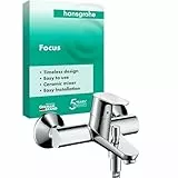hansgrohe Focus - Badewannenarmatur Aufputz für 2 Verbraucher, Mischbatterie Badewanne mit Auslauf Länge 19,4 cm, Einhebelmischer Wanne, Chrom, 31940000
