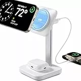ESR 2 in 1 Ladestation Apple Watch und iPhone, Magsafe Ladestation für iPhone 17/16/15/14/13/12, Apple Watch und AirPods 4, Weiß