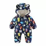 JiAmy Baby Winter Schneeanzug, Kleinkind Bär Kapuze Fold-Over Fäustlinge Füßlinge Overall Kleinkind Warm Fleece Strampler Mädchen Jungen Warm Jumpsuit 12-18 Monate