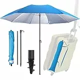 4smile Sonnenschirm Strand UPF 50+, Fb. Blau - Praktischer Reise Sonnenschirm für Koffer Ø 160 cm - Funktioneller Strandschirm klein faltbar, kompakter Strandschirm koffertauglich