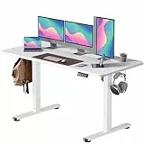 VOSATRON Elektrisch Höhenverstellbarer Schreibtisch 160x60cm Schreibtisch Höhenverstellbar mit Memory-Steuerung und Anti-Kollision Technologie, Rollen, Spleißbrett, Weiß Rahmen/Weiß Tischplatte
