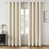 MIULEE Verdunklungsvorhänge Vorhänge Blickdicht 2er Set 245 cm Lang, Gardinen Ösen Abdunkelnde Vorhänge Wohnzimmer Schlafzimmer, Fenster Gardine Verdunkelung Thermovorhang, Cremeweiß