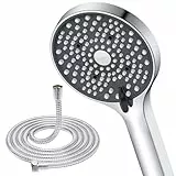YEAUPE Duschkopf mit Schlauch 1,6m, 6 Strahlarten Duschbrause, Hochdruck Dusche Sparduschkopf, Wassersparend Handbrause, Brausekopf mit Antikalk-Funktion, Chrom