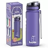 Luyiilo Trinkflasche für Kinder 500 ml - Auslaufsicher, Kohlensäure Geeignet, BPA-Frei, Mit Fruchteinsatz & Stickers - Perfekt für Kindergarten, Schule (Lila)