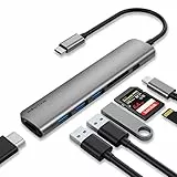 WALNEW USB-C-Hub mit 4K-HDMI, 100 W Stromversorgung, SD/TF-Leser, USB-3.0-Datenanschlüsse, 7-in-1-USBC-Dongle-Multiport-Adapter, Thunderbolt 4-Dock für MacBook Pro/Air, Mac, iPad 10, Surface, Dell XPS