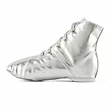 missfiona Jazz-Stiefel, Tanzschuhe für Damen, Schnürung, Ballsaal, flach mit geteilter Sohle, silber, 37 EU