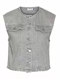 NOISY MAY Damen Jeansweste ärmellos mit Knopfleiste und Brusttaschen, Farben:Grau, Größe:M