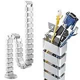 RICOO Kabelkanal Universal Kabel Management für Höhenverstellbarer Schreibtisch Kabelführungssystem Z0101-S Länge 128 cm Flexibel Wirbelsäule Kabelrinnen Leitungskanal Kabelschlauch Kabelführung