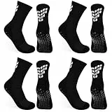 Gogogoal rutschfeste Fußballsocken Herren Damen Jugendliche gepolsterte atmungsaktive Grip Sportsocken Fußball Basketball Sneaker Socken 37-42 Schwarz M 4 Paar