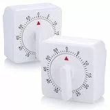 Hejo 2 Stück Mechanischer Küchentimer, Kurzzeitwecker Küche, Küchenwecker mit Lauter Alarm, Eieruhr, 60 Minuten Kurzzeitmesser für Küche und Lernen, Weiß