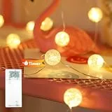 Kaleora LED Lichterkette Kristallkugeln mit Timer, 1M 10 LED Crackle-Perlen Lichterkette Batteriebetrieben, Lichterketten Kristall Kugeln für Innen Hochzeit Weihnachten Valentinstag Party, Warmweiß