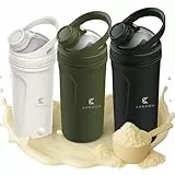 Khroom Edelstahl Protein Shaker 700ml + Thermofunktion 12h kalt/warm spülmaschinenfest | Eiweiß Shaker | Fitness Shaker Edelstahlbecher Metall Shaker (Grün)