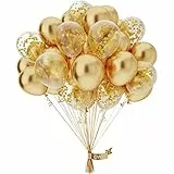 OWill Luftballons Gold Konfetti,50 Stück 10 Zoll Ballons Goldene,Luftballons Geburtstag,für Ramadan,Geburtstag,Babyshower, Hochzeit,Abschlussfeier,Silvester Party Dekoration,Geschäftstätigkeit