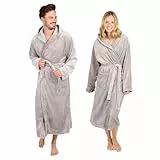 Blumtal Bademantel Damen & Herren M - OEKO-TEX zert. Morgenmantel, extra saugstark, weich, Grau