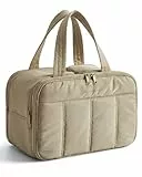 BAGSMART kulturbeutel Damen, Reise Kosmetiktasche Groß Kulturtasche zum Aufhängen für Frauen, Makeup Taschen Organizer mit Griff für Reisen, wasserdichte Waschtasche, Braun