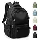 HYC00 Schulrucksack Teenager Mädchen Jungen Wasserdicht Daypack Leichter Schultasche Mädchen Schulranzen Rucksack Damen für College Schule Reisen School Bag Womens Aesthetic Backpack,Schwarz